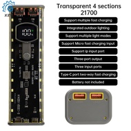 Mecha Transparent Model Rechargeable Battery Case No Soldering 4x21700 Battery Box with Outdoor Ligh