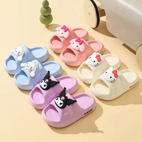 Sanrio Hello Kitty EVA Cloud Slippers Cute My Melody Kuromi Indoor Slides for Girls Non-Slip Soft So