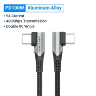 Vention Cáp USB C Sang USB C Góc 90 Độ 5A Cáp Sạc Nhanh PD 100W QC 4.0FCP Sạc Nhanh Nguồn Cho Google