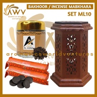 AA SET MABKHARA WOOD Kayu Starter Full Set 1 Mabkhara, 1 Bakhoor, 2 packs ar4ng , 1Torch Gun/*Ready 