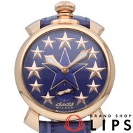 GaGa Milano Manuale Stars 腕錶 48mm MANUALE STARS 5011.STARS.02，附錶盒、保固卡、不鏽鋼/皮革錶帶，女錶，藍色，成色極佳 [二手]