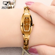 JSDUN Original Womans นาฬิกานาฬิกาทังสเตนเหล็กสแตนเลสกันน้ำนาฬิกาควอตซ์เพชร-Encrusted ง่ายๆสไตล์นาฬิกาข้อมือหรูหรา