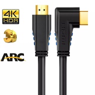 HDMI 2.0 4K Cable 90 degree Right Angle Adapter Connector ARC Ethernet HDMI Cable 4K@60Hz 3D HDR HDCP 2.2 Angled HDMI Ca