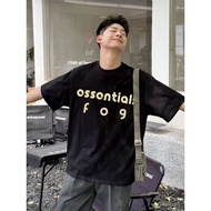 Streetwear Fear Of God Vintage Split Two Rows Lowercase Logo Loose Fit Premium Cotton Crew Neck Shor