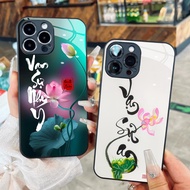 Van Su Nhu Y, Van Su An lotus calligraphy glass case for iPhone 17 16 15 14 13 12 11 8 7 6 6s 6p 7p 