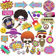 70th Birthday Decoration Photo Props, 41 Pieces 1970 Photo Props with Sticks for Party Decoration, P