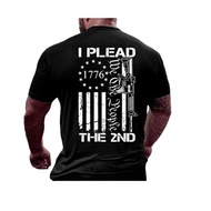 Men's Vintage Patriotic 2nd Amendment Graphic T-Shirt - Distressed "I Plead the 2nd" Print with Star