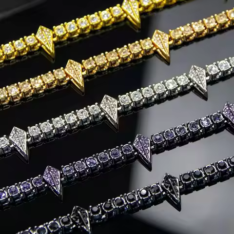 Hip-hop personality 4mm/5mm tennis chain arrow bracelet rapper's same style fashionable and cool bra