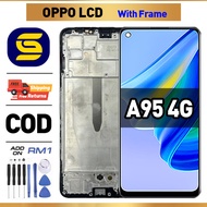 LCD with FRAME for OPPO A95 4G Compatible For Glass Original Touch Screen Digitizer