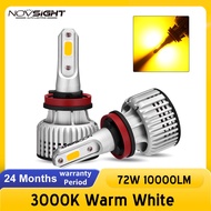 Novsight N12Y 2pcs LED Car Headlight Fog light 72W 10000LM Bulb H4 H11 9005 9006 3000K Auto Headlamp