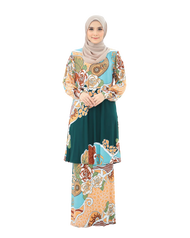 Corak Batik Baju Kurung Moden TRISHA Lycra Korea Selesa Cantik Anggun Bergaya.