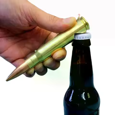 HittCraft 50 BMG Brass Design-Inspired Beverage Bottle Opener - Sturdy All-Steel Portable Kitchen Ut