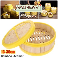 AMOR12WV 1Pcs Bamboo Steamer, 13-30cm With Lid Steamer Basket, Durable Multi-function Handmade Kitch
