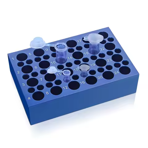 AB52 Dual-Size Aluminum Cooling Block (24+36 ) for Tubes - Reusable 0.2ml/1.5ml/2ml Centrifuge Tube 