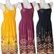 Long Smocking Duster Daster Pambahay Pantulog COTTON SPANDEX For Adults Spaghetti