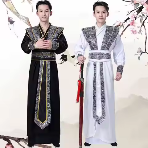 Ancient Royal Men's Hanfu Dress Traditional Chinese Costume Vintage Swordsman Hero Cosplay Dance Clo