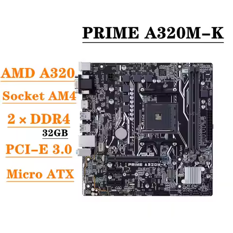 Desktop Motherboard ASUS PRIME A320M-K Socket AM4 32GB VGA AMD A320 AMD Ryzen Athlon X4 A320 Placa-m