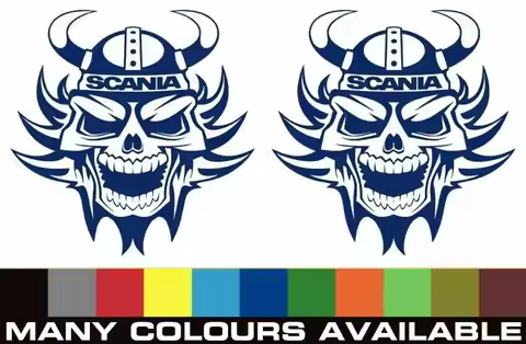 For x2 Scania Viking Skull Decal / sticker