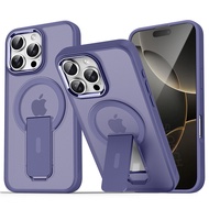 Invisible Stand Phone Case For iPhone 16e 16 15 14 13 12 Pro Max Plus For MagSafe Magnetic Transluce
