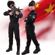 ✺♨℡ 4 pcs halloween costume kids baju polis kanak lelaki cosplay party suit Traffic Uniform for outdoor performance special police photo service children