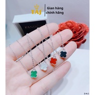 Colorful 4-leaf clover necklace, taj silver