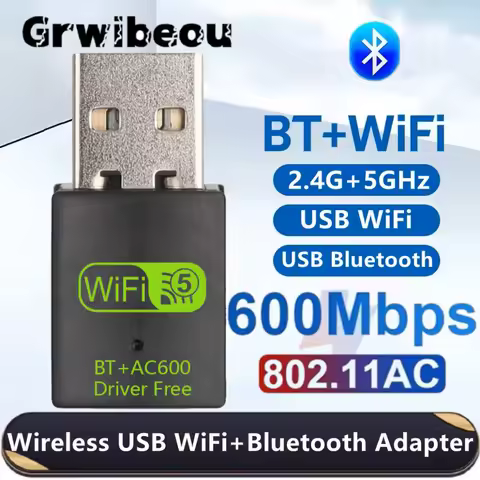 600Mbps USB WiFi Bluetooth Adapter 2 in 1 Dongle Dual Band USB Wifi Adapter USB Bluetooth Adapter Wi