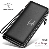 dompet kulit lelaki original dompet lelaki kulit original Kangaroo Men's Long Leather Zipper Wallet