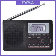 QUU Full Band AM SW FM Radio Sound Full Frequency Receiver Receiving FM Radio with Alarm Clock Portable Radio with Earph