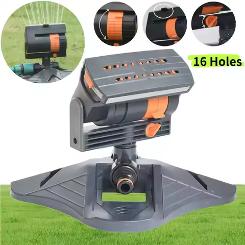 New Automatic Garden Sprinkler Adjustable Large Coverage Lawn Sprinkler 16 Holes Rotating Lawn Sprin