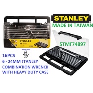 STANLEY 16PCS SLIM LINE COMBINATION WRENCH 6-24MM MODULE SET SOCKET NUT DRIVER SPANNER - 8C 74897 ST