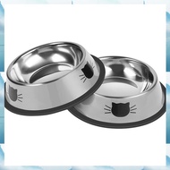 [G V W E] 2 Pcs Non-Slip Stainless Steel Small Cat Food Bowls - Unbreakable, Thicken 7 Oz Cat Dishes