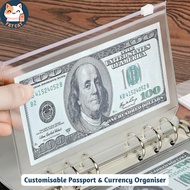 LIBRA Customisable Passport & Currency Organiser A5 A6 Zipper Binder 6 Holes Ring Semi Transparent F