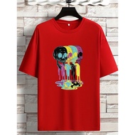 Plus Size Men's Trendy Color Skulls Graphic Tees, Comfy Stretch Breathable T-shirts For Summer, Over