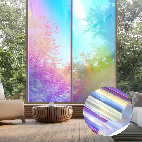 Holographic Clear Window Film Iridescent Window Dichroic Film Decorative Glass Sticker Self-Adhesive