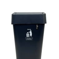 LOCAL789 DKW Square Swing Lid Trash Can 11 Liters Model HH-224SPGR Size 23.5x23.5x37 Cm. Dark Gray T