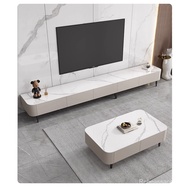 Solid Wood Rock Board TV Cabinet Tea Table Combination Modern Minimalist Home High-Leg Wall Cabinet Floor TV Cabinet