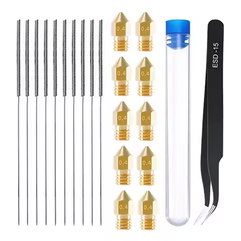 10PCS 0.4mm Brass Nozzle Extruder With 10pcs Cleaning Needles For Ender 3 3S Pro V2 CR10 Anet A8 A8+