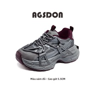 Giày Thể Thao Agsdon Giảm Cân Tăng Chiều Cao Đế Dày Màu Bạc Đỏ