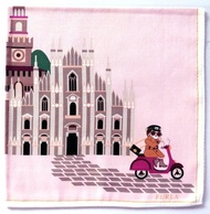 Furla 復古手帕 時髦女子騎乘機車 20 x 20 英吋