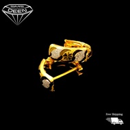 SMS DEEN Clip Earrings, ±2.3GM - Gold 916 Emas - Subang Katup (Info: ±1.0x0.4CM - 2.38GM)