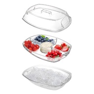 CHDHALTD Nhựa Khay trái cây lạnh Trong suốt 5 ngăn Bát đựng thức ăn lạnh Thực tế Dung tích lớn Khay