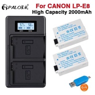 PALO 2PCS LP-E8 LPE8 LP E8 Battery Batterie AKKU + Storage box charger for Canon EOS 550D 600D 650D 700D X4 X5 X6i X7i T2i