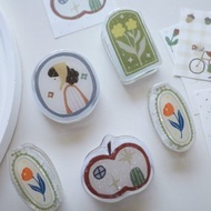 壹洱二號店新品現貨鹽系輕復古手帳滴膠夾子蘋果女孩花束可愛夾子