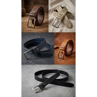 LK536 Men's Fashion Belt Vintage Style Classic Buckle Width 4 Cm. Length 45 Inches Black/Burn/Tan Wa