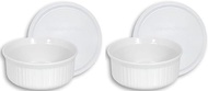 CorningWare French White Pop-Ins 16-Ounce Round Dish with Plastic Cover, Pack of 2 Dishes