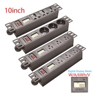 10inch Rack Mount PDU power strip distribution unit,AC digital display meter W/A/kWh/V,Switch,2-mete