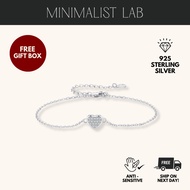 Minimalist Lab MAYA Diamond Heart 925 Sterling Silver Bracelet | Gelang Perak Wanita | Hadiah Couple