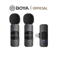 BOYA BY-V1/V2 Wireless Lavalier Microphone with Active Noise Cancellation Vlogging Live Mic for iPhone Android Smartphones Action Camera Laptop PC YouTube Content Creators