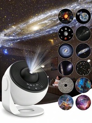 Proyector De Galaxia Planetario De 12 En 1 Para Decoración De Habitación, Luz De Estrella Realista Del Cielo Nocturno Con 12 Discos De Película. Proyector De Planetario Con Temporizador, Rotación De 360° Y Botón Ajustable. Para Decoración De Techo De Dormitorio Para Adultos Y Sala De Estar De Cine En Casa