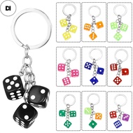 DI 1Pc Creative Colourful Dice Keychain For Women Men 3D Resin Dice Key Chain Car Key Holder Key Acc